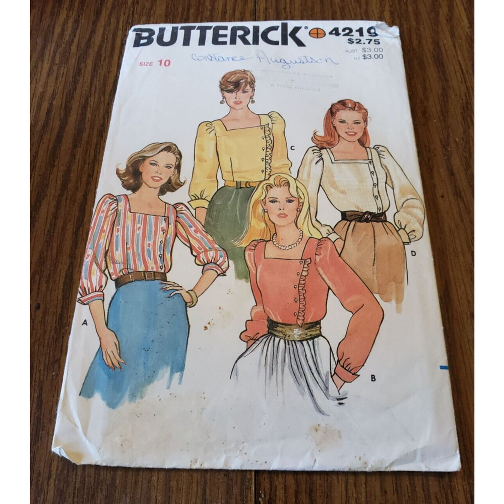 Butterick 4219 Vintage size 10 Square Neck blouses